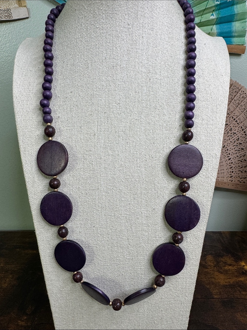 Vintage Purple Beaded Statement Necklace